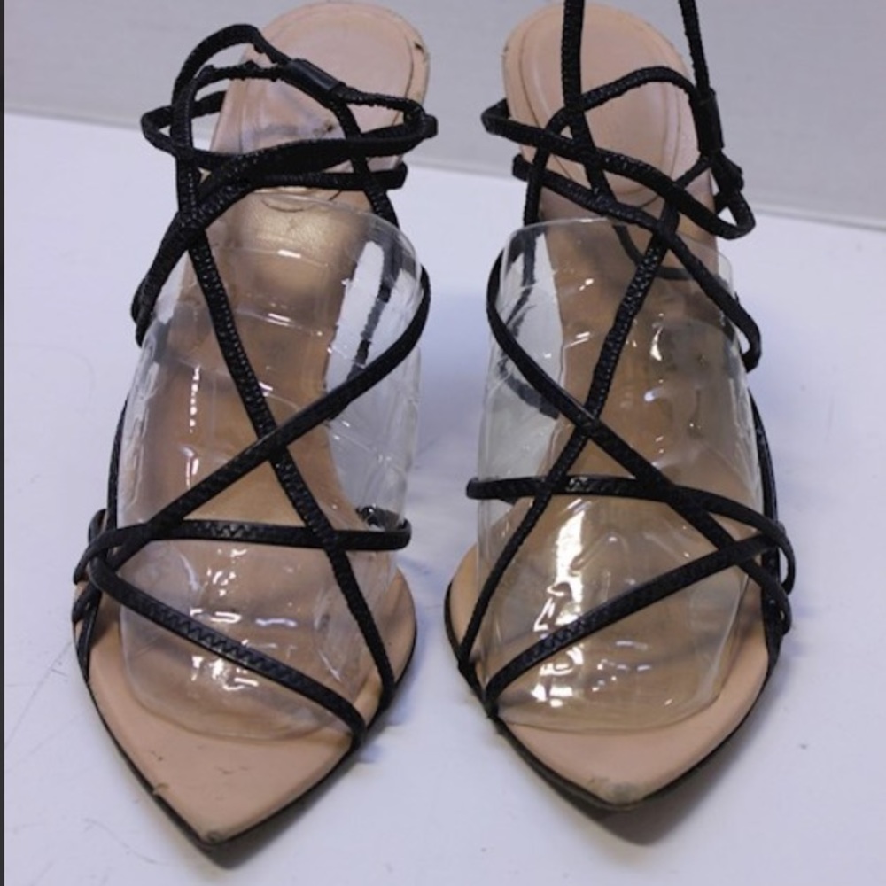 Authentic Nude & Black Gucci Strappy Stilettos